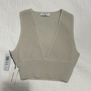 BABATON sculpt knit deep v crop tank